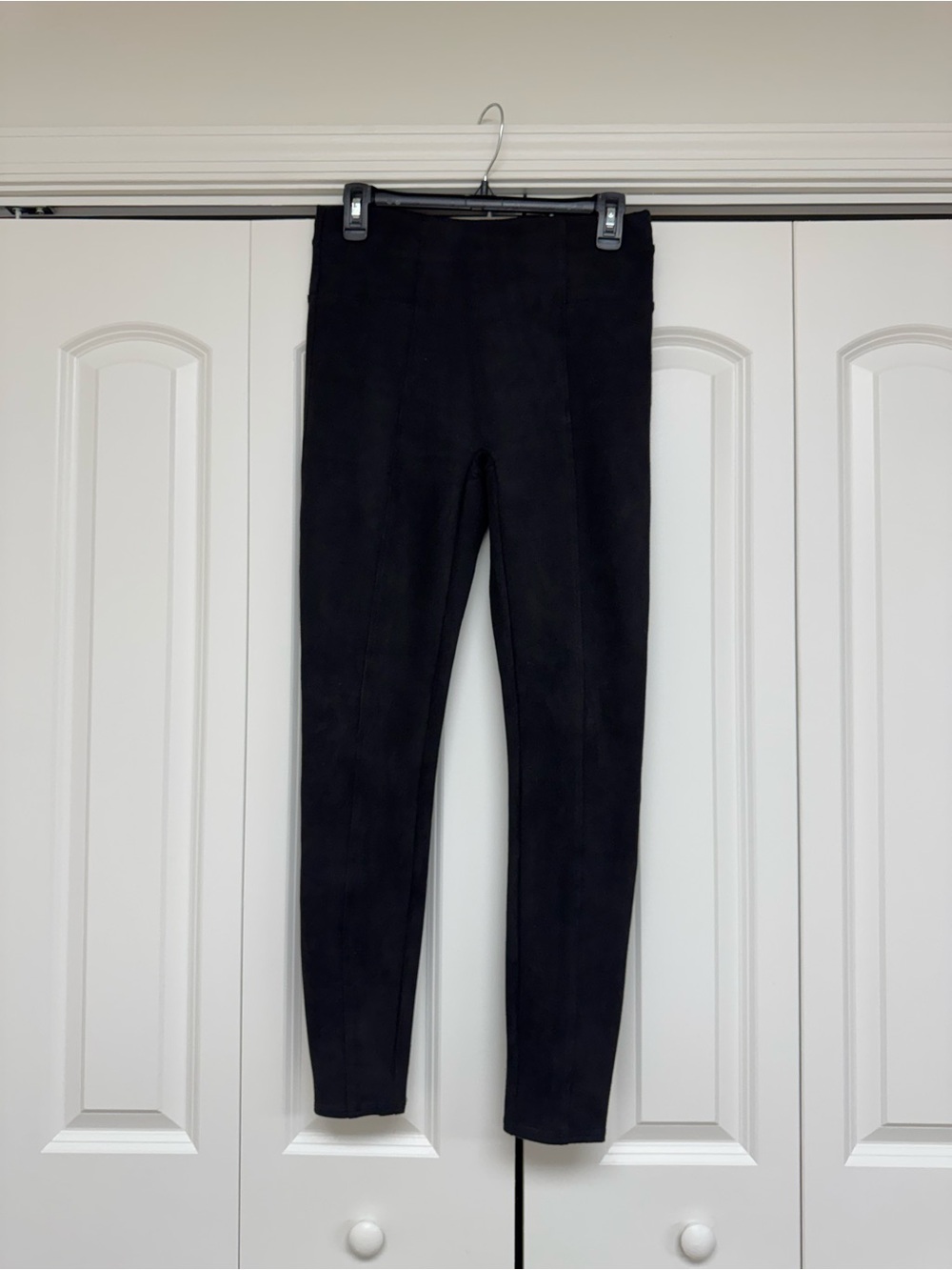 SPANX Black Faux Suede High-Rise Leggings